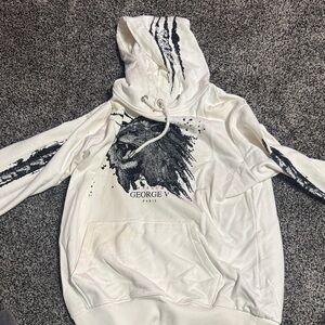 George V Paris White Hoodie with Black Design